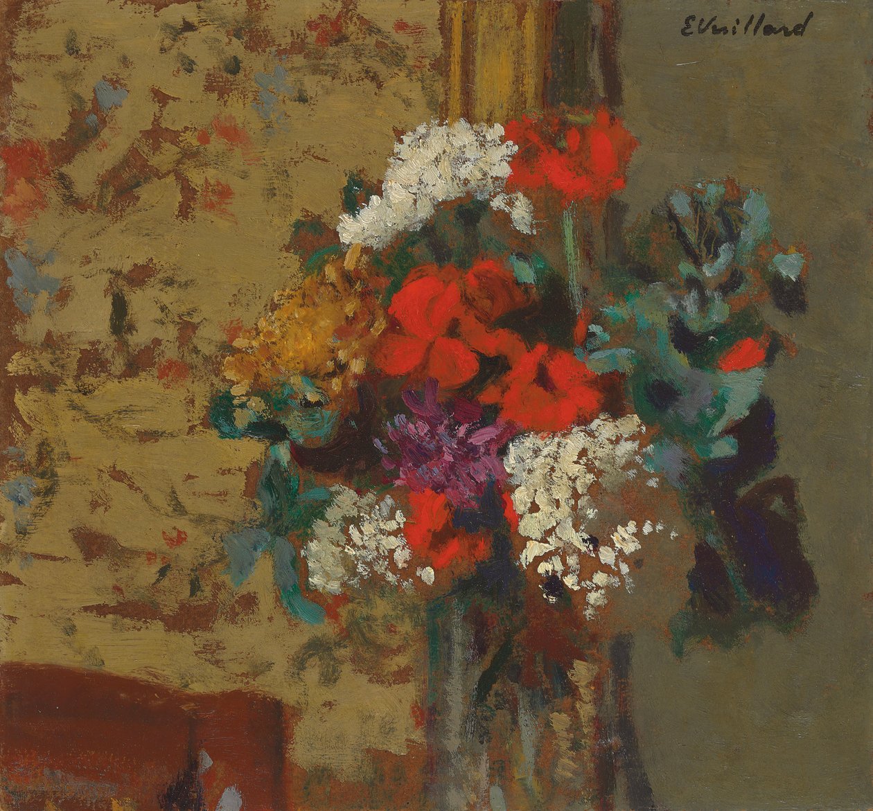 Pelargonier og Gulderoser; Pelargonier og snebolde, ca. 1910 af Edouard Vuillard