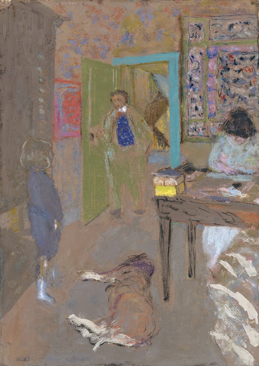 Interiør i Saint-Jacut, 1909 (pastel og gouache på papir) af Edouard Vuillard