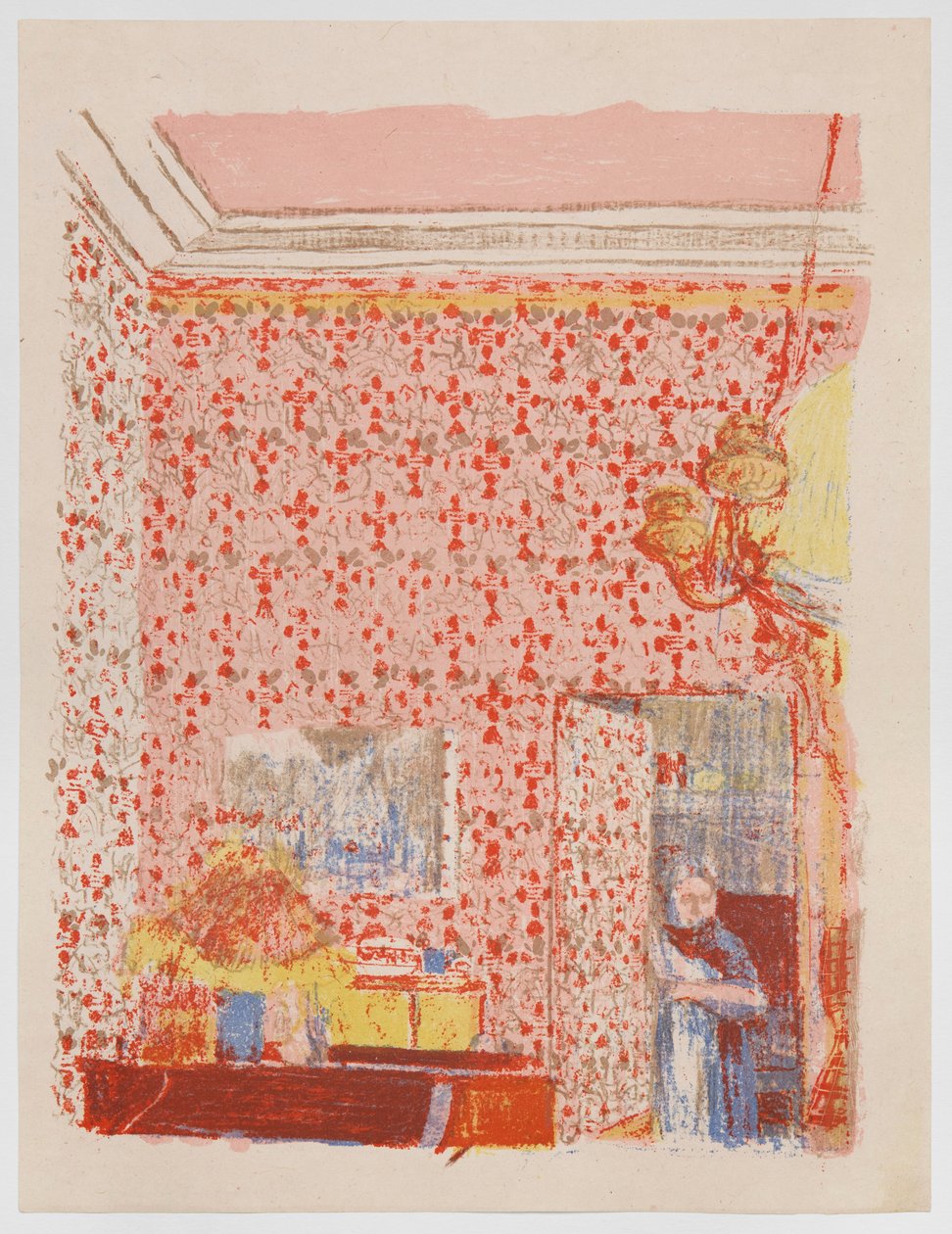 Innenraum mit rosa Tapete I, aus der Serie „Landschaften und Innenräume“ af Edouard Vuillard