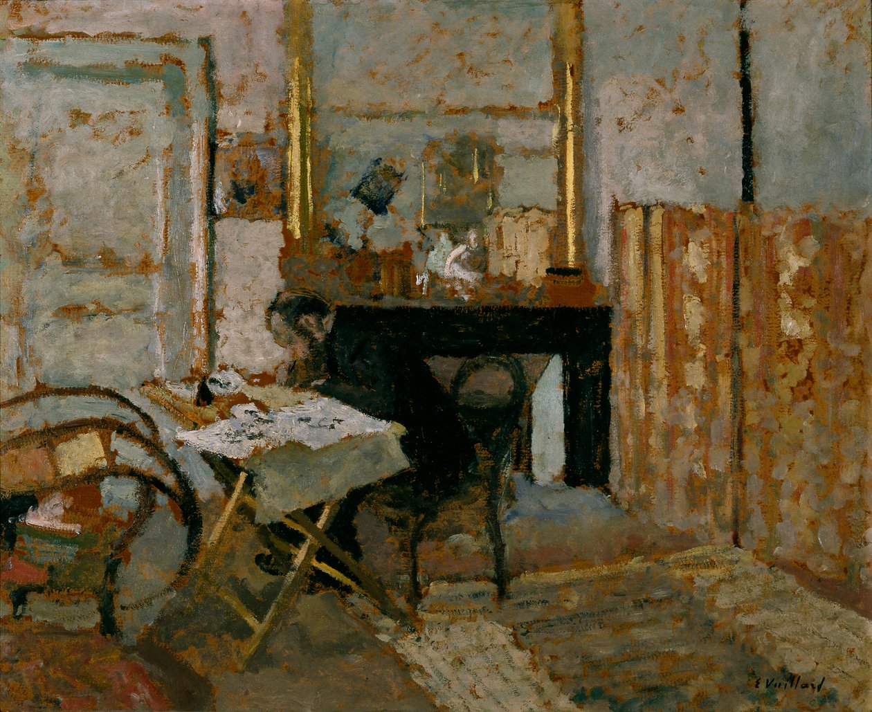K.X. Roussel Reading, ca. 1904 (olie på karton) af Edouard Vuillard
