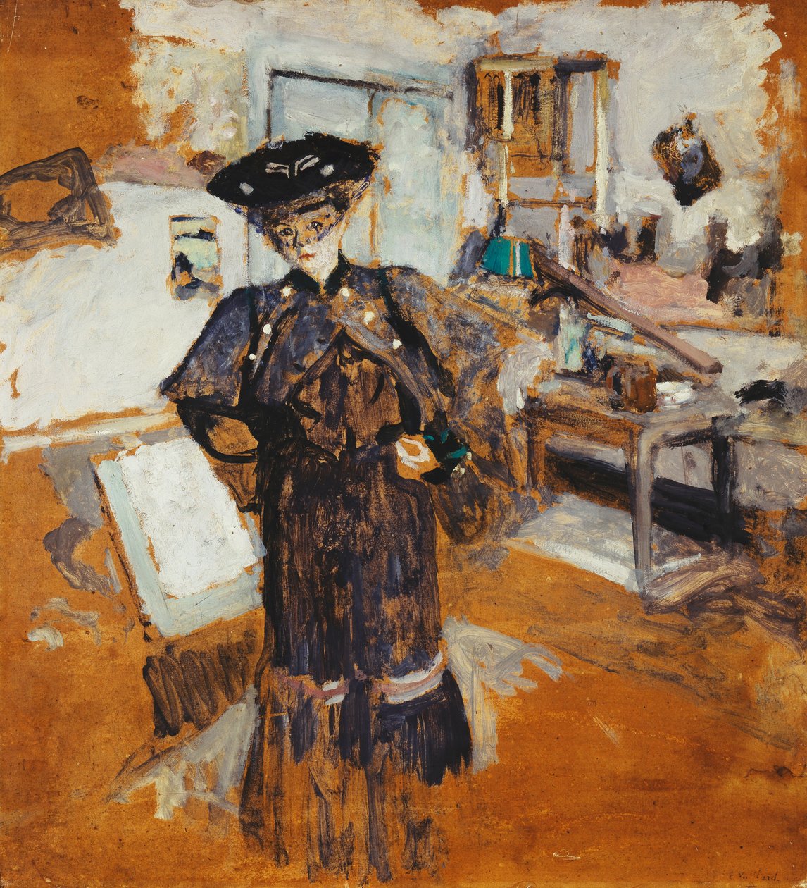 Dame i et slør, med hænderne på hofterne; Dame med slør, hænder på hofterne, c.1902-03 af Edouard Vuillard