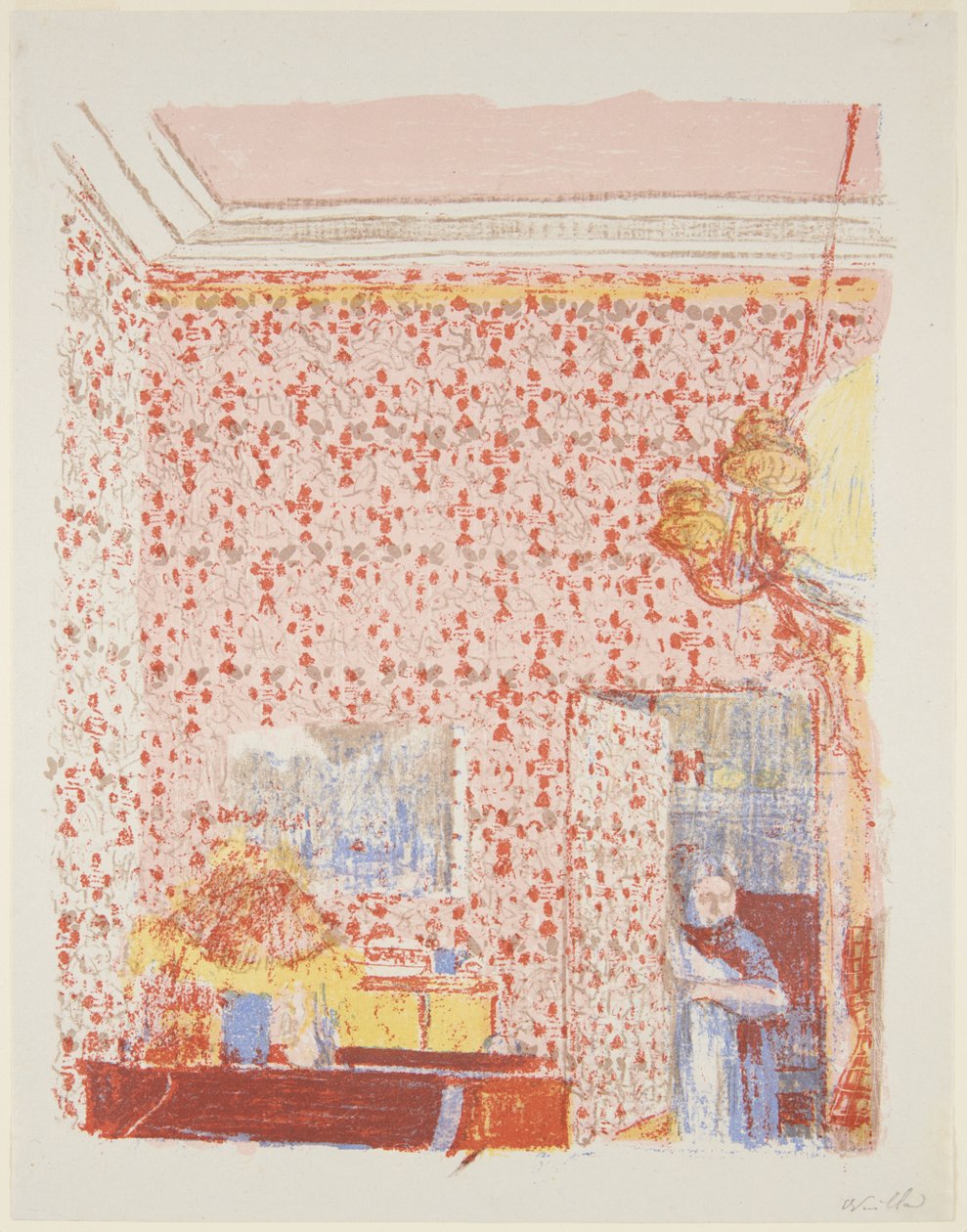 Landschaften und Innenräume: Innenraum mit rosa Tapete I af Edouard Vuillard