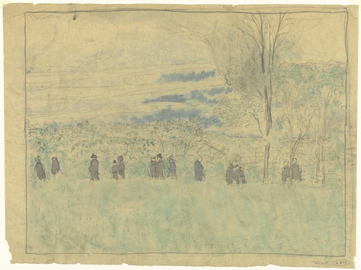 Landskab med vandrere: begravelsesoptog (?) af Edouard Vuillard