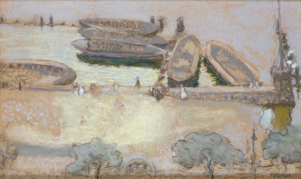 Loschplatz på Aussenalster, 1913 (pastel på kort) af Edouard Vuillard