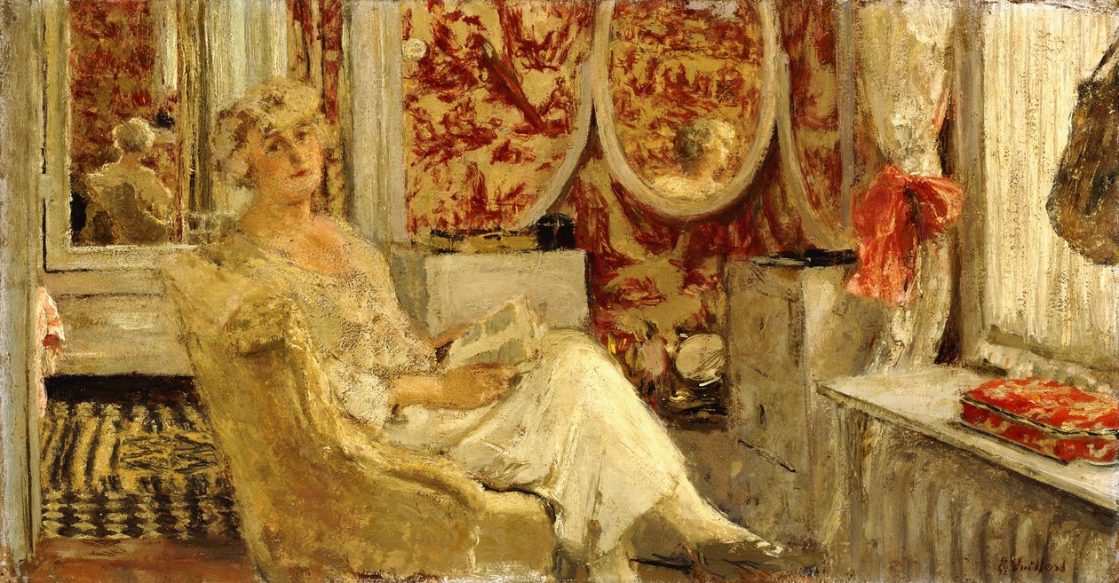Lucy Hessel i Boudoir på Cezanne-ejendommen, Vaucresson, 1924 af Edouard Vuillard