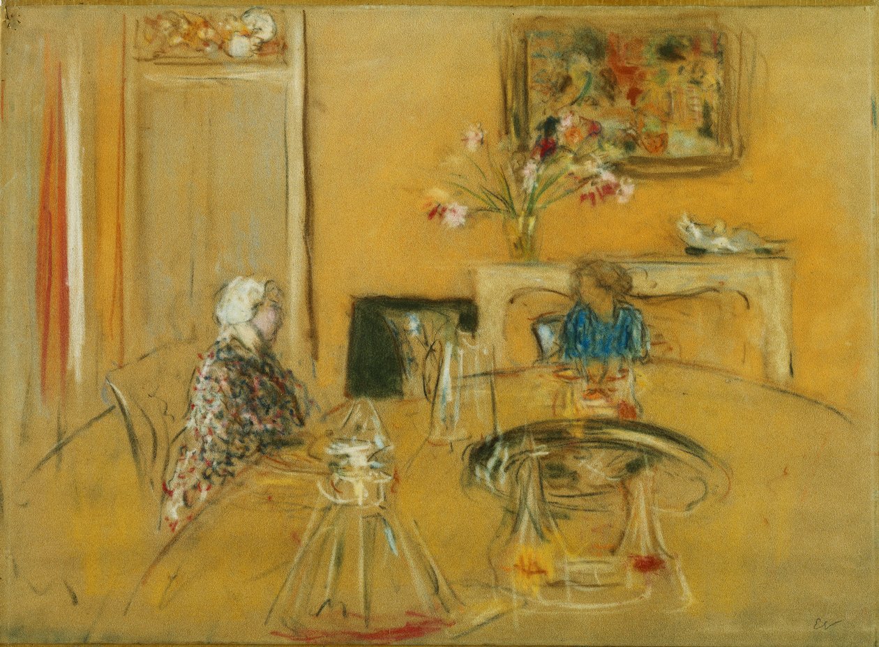 Frokost på Clayes Castle; Frokost på Chateau des Clayes, ca. 1935 af Edouard Vuillard