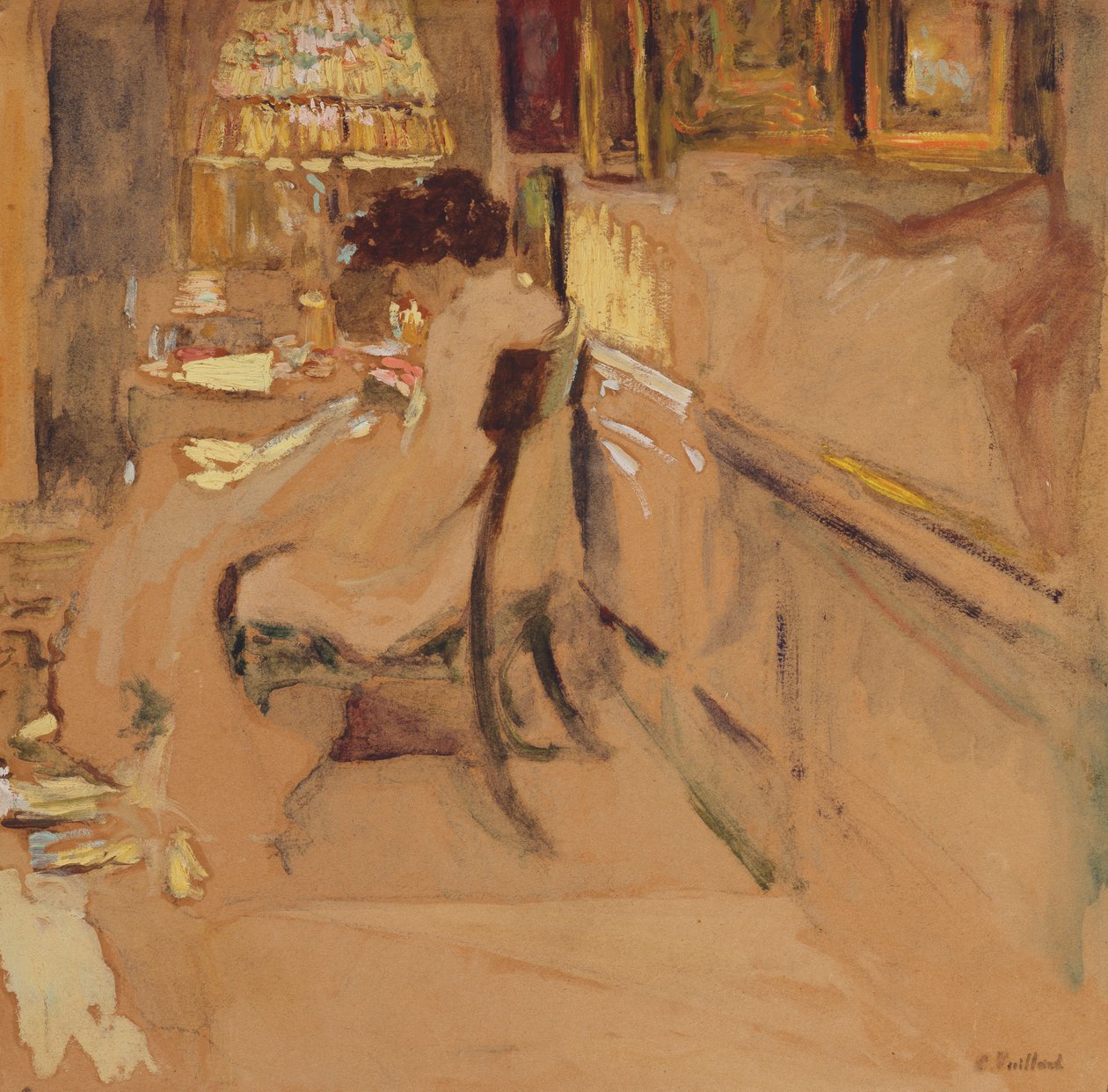 Madam Hessel Syning under Lampen, c.1905 af Edouard Vuillard