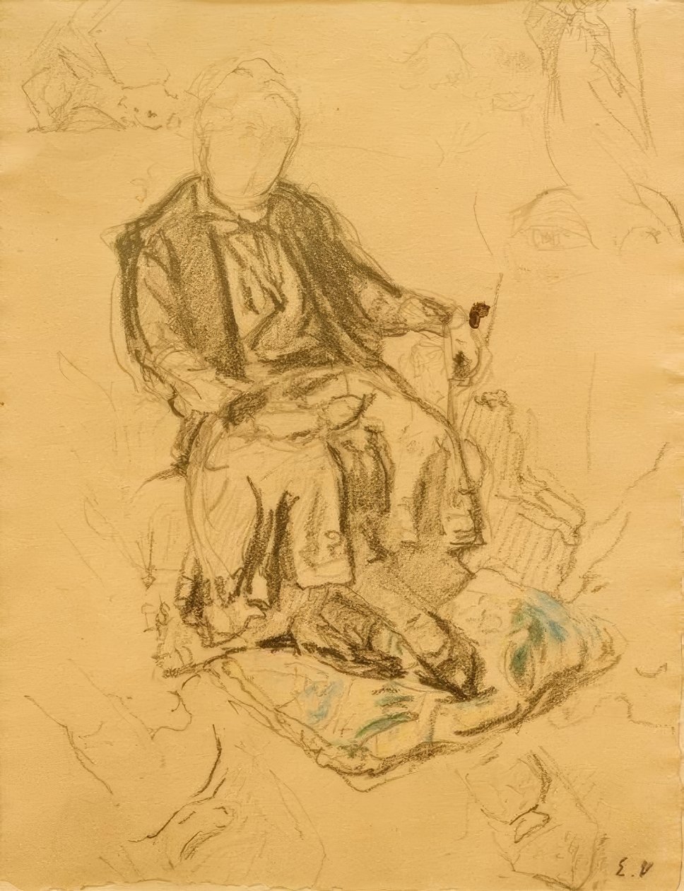 Madame Bénard sidder, fødderne hviler på en pude af Edouard Vuillard