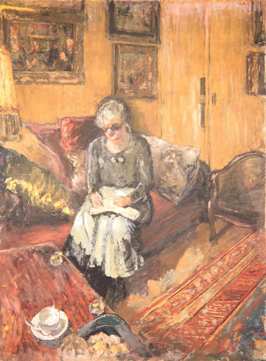 Madame Hessel i Boudoir, Rue de Naples, ca. 1935 (hundesyge på lærred) af Edouard Vuillard