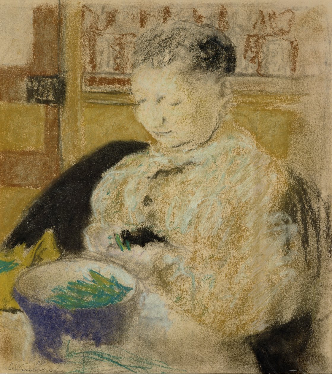 Madame Vuillard Podding Peas, 1905 af Edouard Vuillard