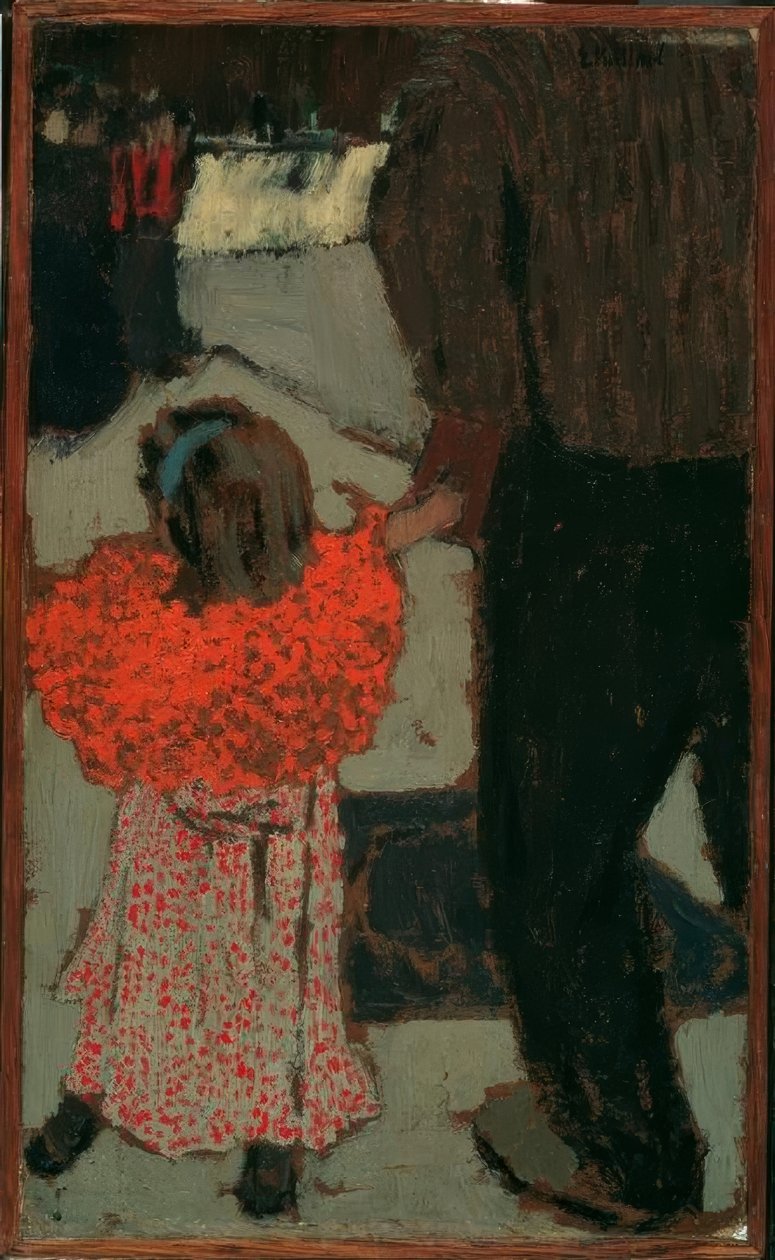 Pige med rødt tørklæde af Edouard Vuillard