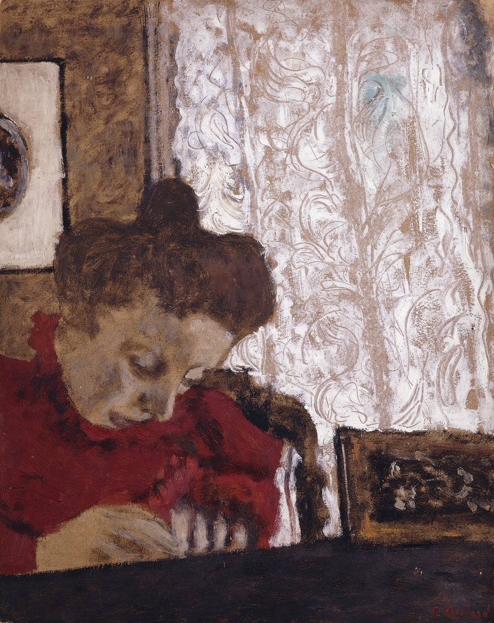 Marie Vuillard skriver; Marie Vuillard skrift, ca. 1895 af Edouard Vuillard