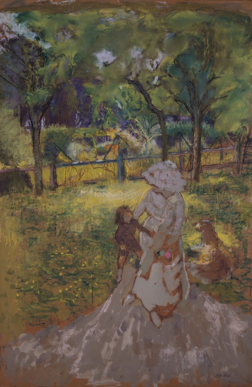 Mor og barn i morgenhaven i frugthaven, 1909-1911. af Edouard Vuillard