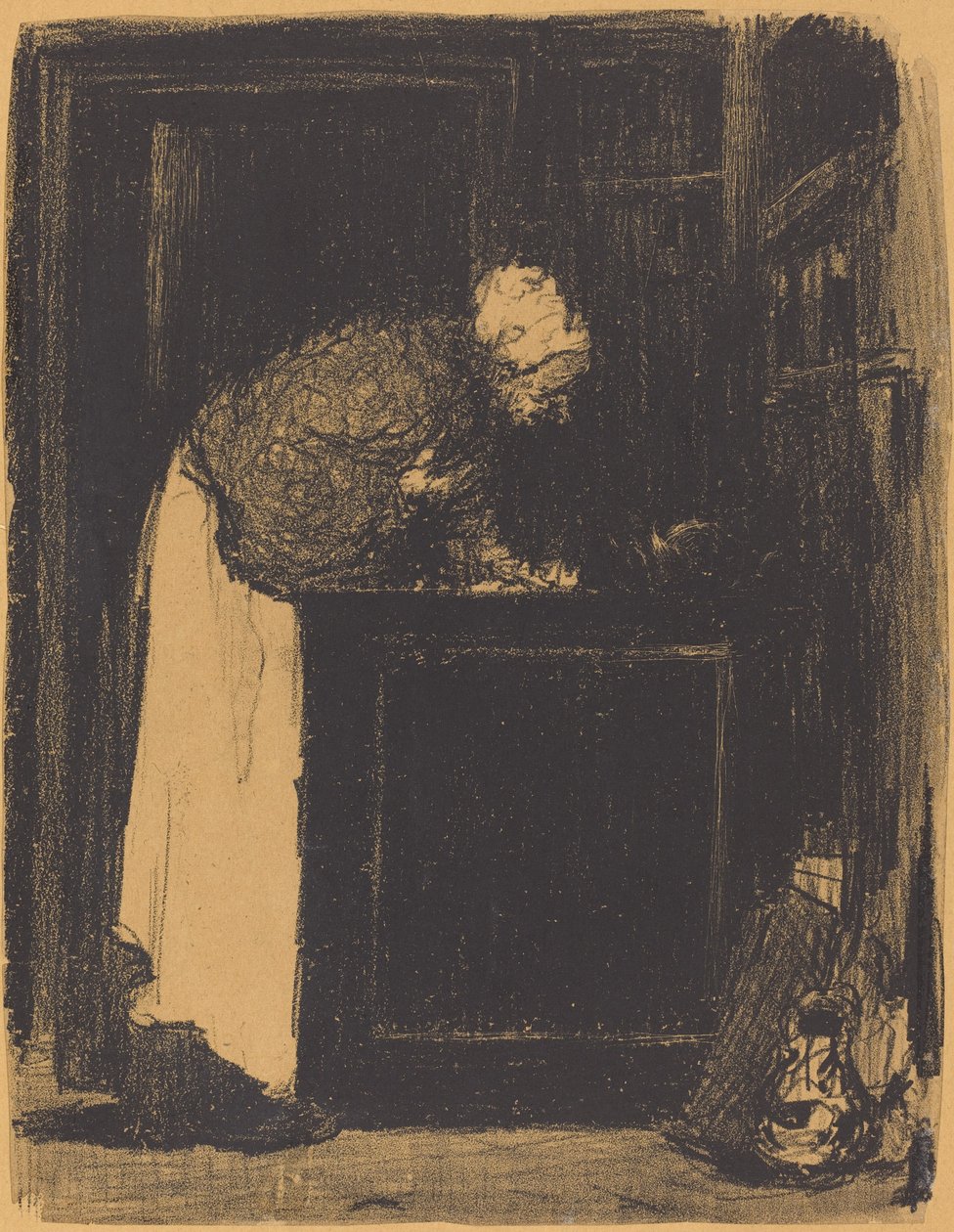 Gammel kvinde ved et komfur Vielle Femme au Fourneau, 1893. af Edouard Vuillard
