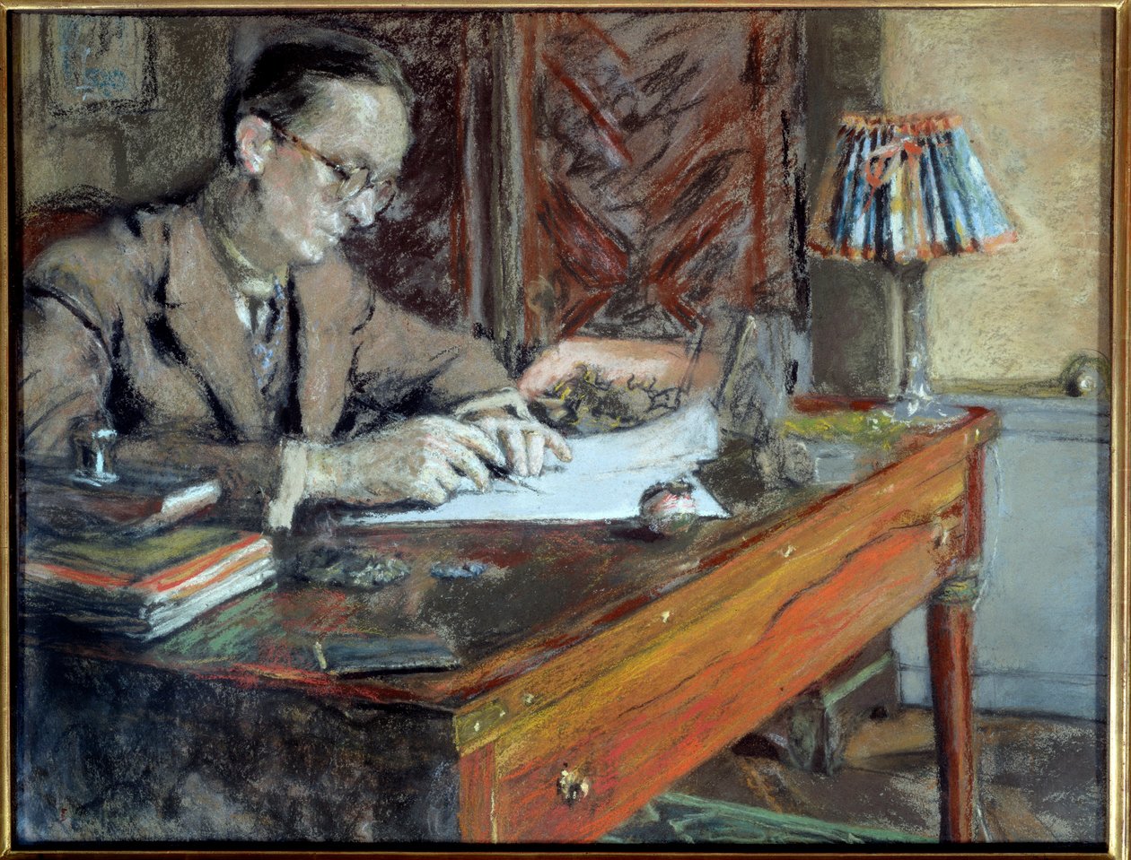 Portræt af Jean Giraudoux (1882 - 1944), fransk forfatter, det 20. århundrede. Paris, fransk komedie (olie på lærred) af Edouard Vuillard