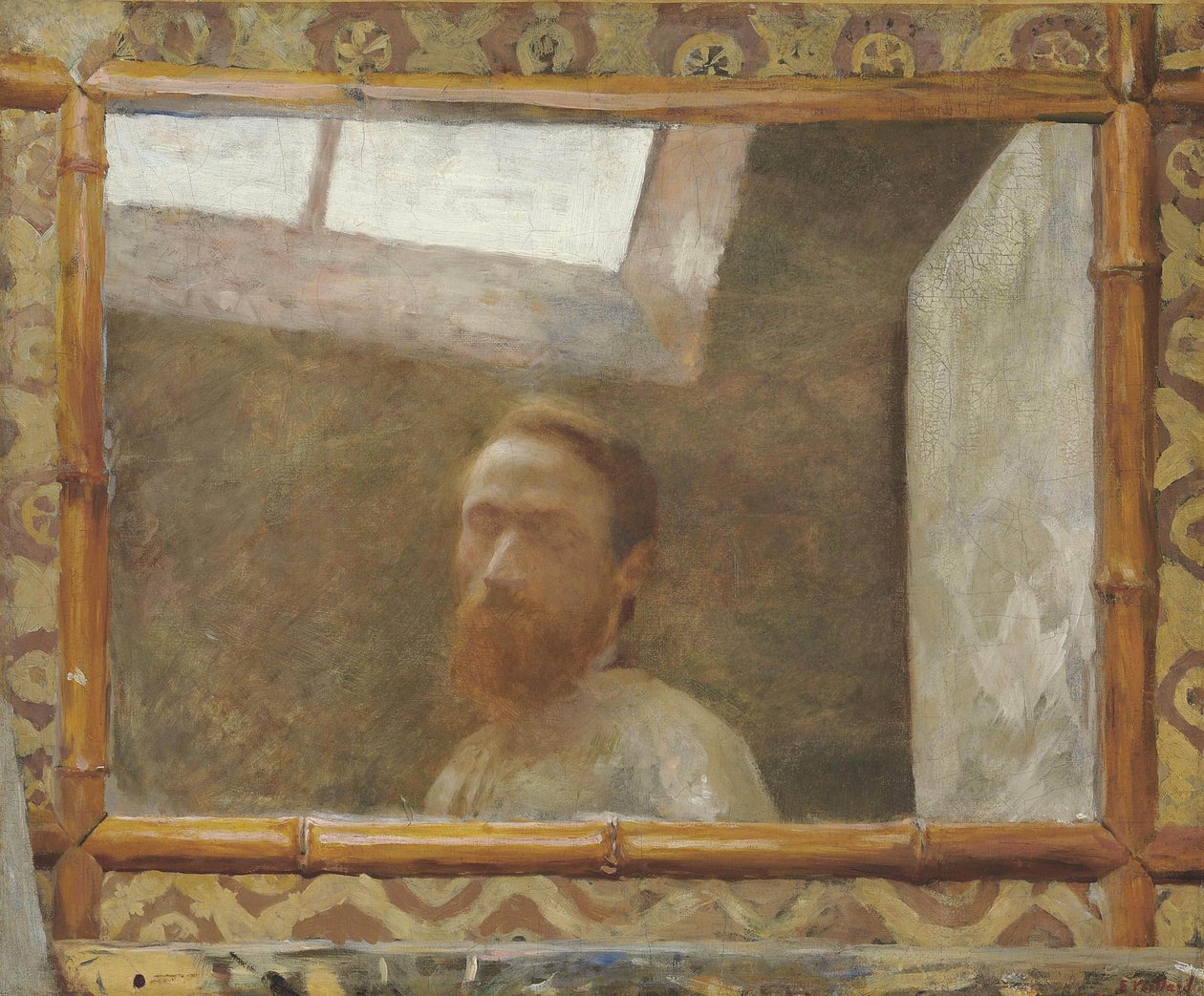 Selvportræt med bambusspejl, ca. 1890. af Edouard Vuillard