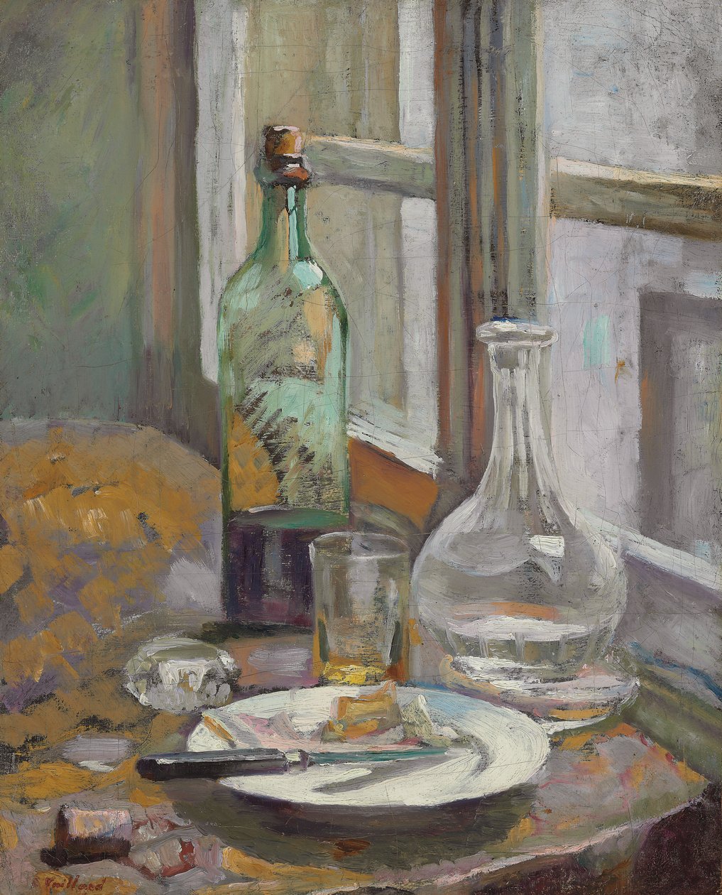 Stilleben med flaske og kande; Stilleben med flaske og karaffel, ca. 1889-1890 af Edouard Vuillard