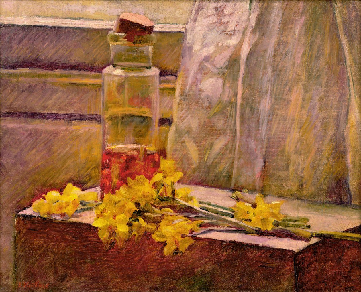 Stilleben af blomster med en krukke på et bord af Edouard Vuillard