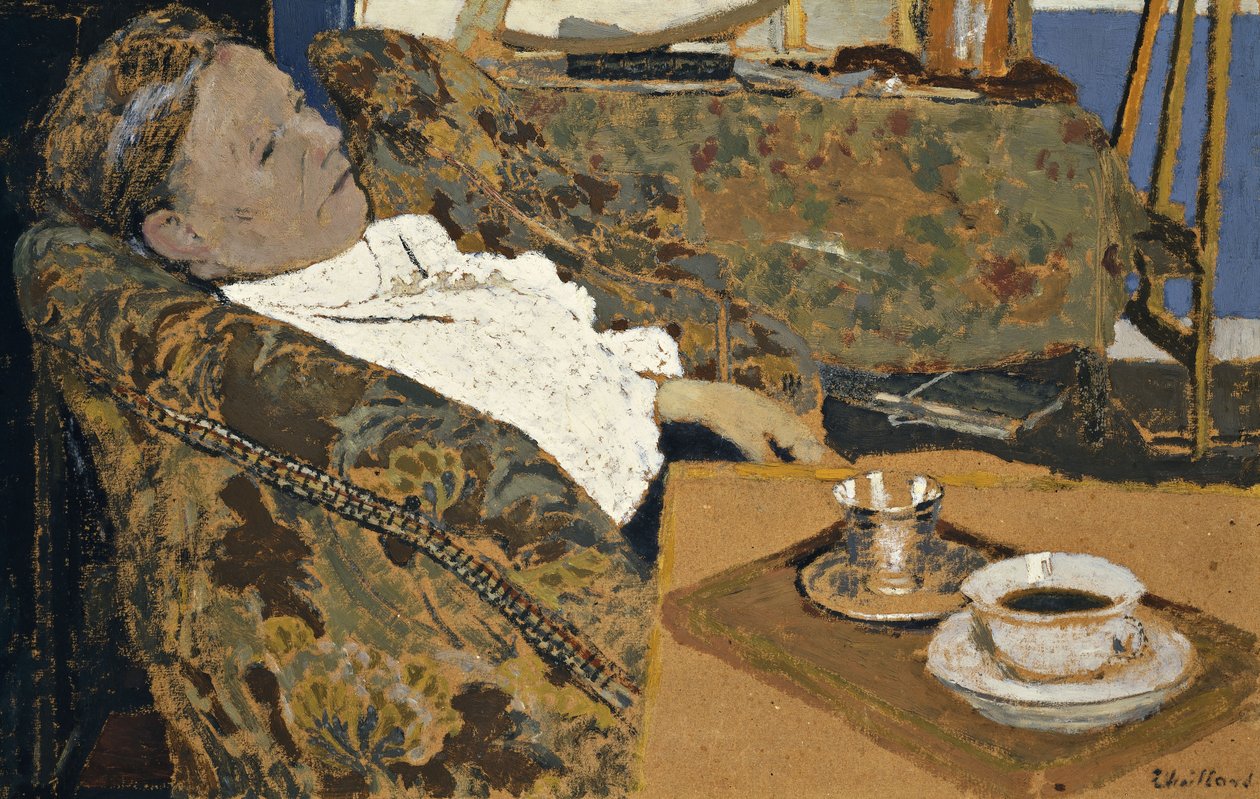 Kunstnerens mor lænede sig tilbage; La Mere de L"Artiste se Reposant, ca. 1897 af Edouard Vuillard
