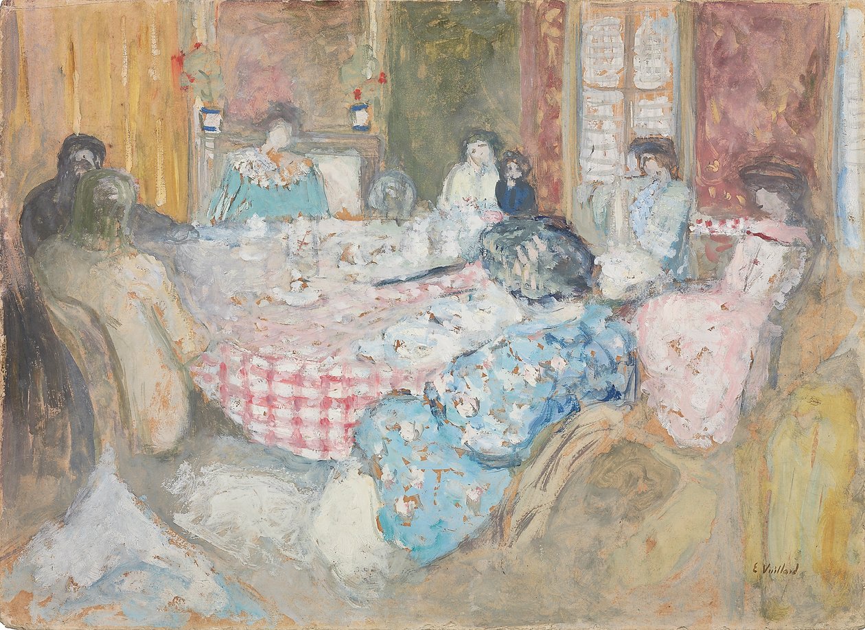 Den ternede dug; La nappe a carreaux, 1910 af Edouard Vuillard