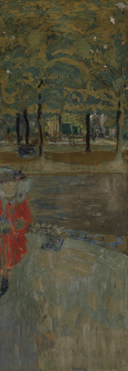 The Garden of La Muette i Passy, ​​Paris, ca. 1906-1907 (hundesyge på papir på lærred) af Edouard Vuillard
