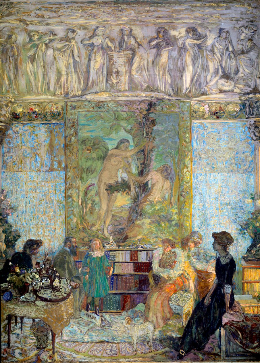 Biblioteket I forgrunden, Marguerite Caetani, prinsesse af Bassiano af Edouard Vuillard