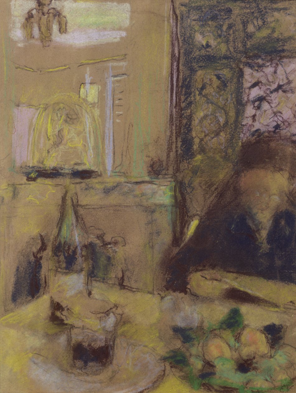 Kunstnerens mor læser (pastel) af Edouard Vuillard