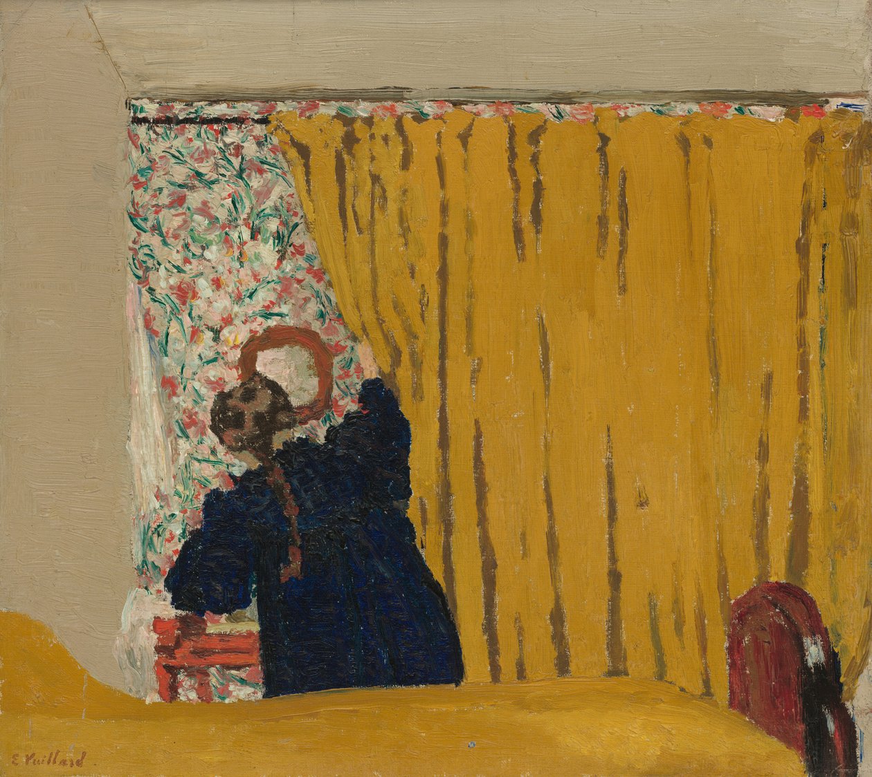 Det gule gardin, ca. 1893. af Edouard Vuillard