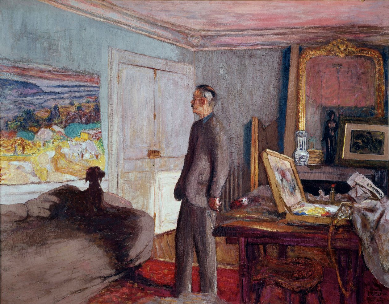 Maleren Pierre Bonnard (1867-1947) derhjemme (olie på lærred) af Edouard Vuillard