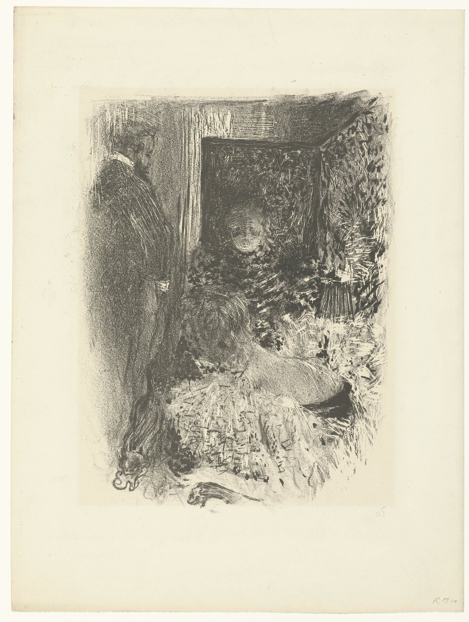 To kvinder og mand i oplyst interiør Intimitet af Edouard Vuillard
