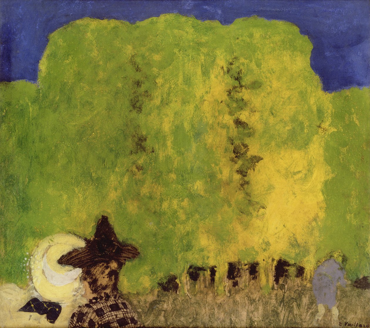 To kvinder i et landskab, 1895 (olie på papir) af Edouard Vuillard