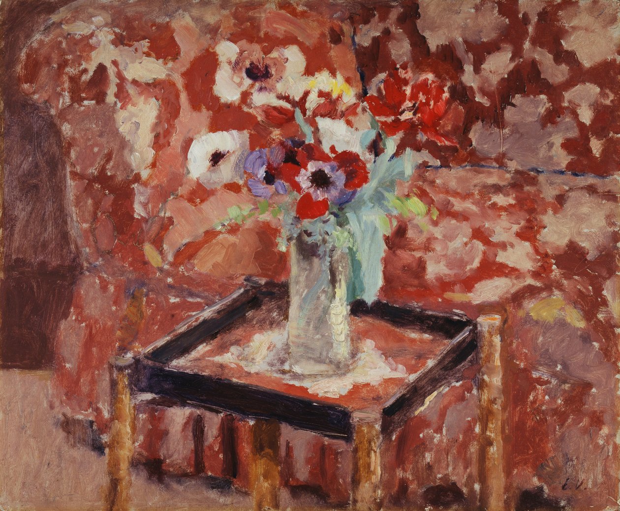 Vase med anemoner på et bord, ca. 1906 af Edouard Vuillard