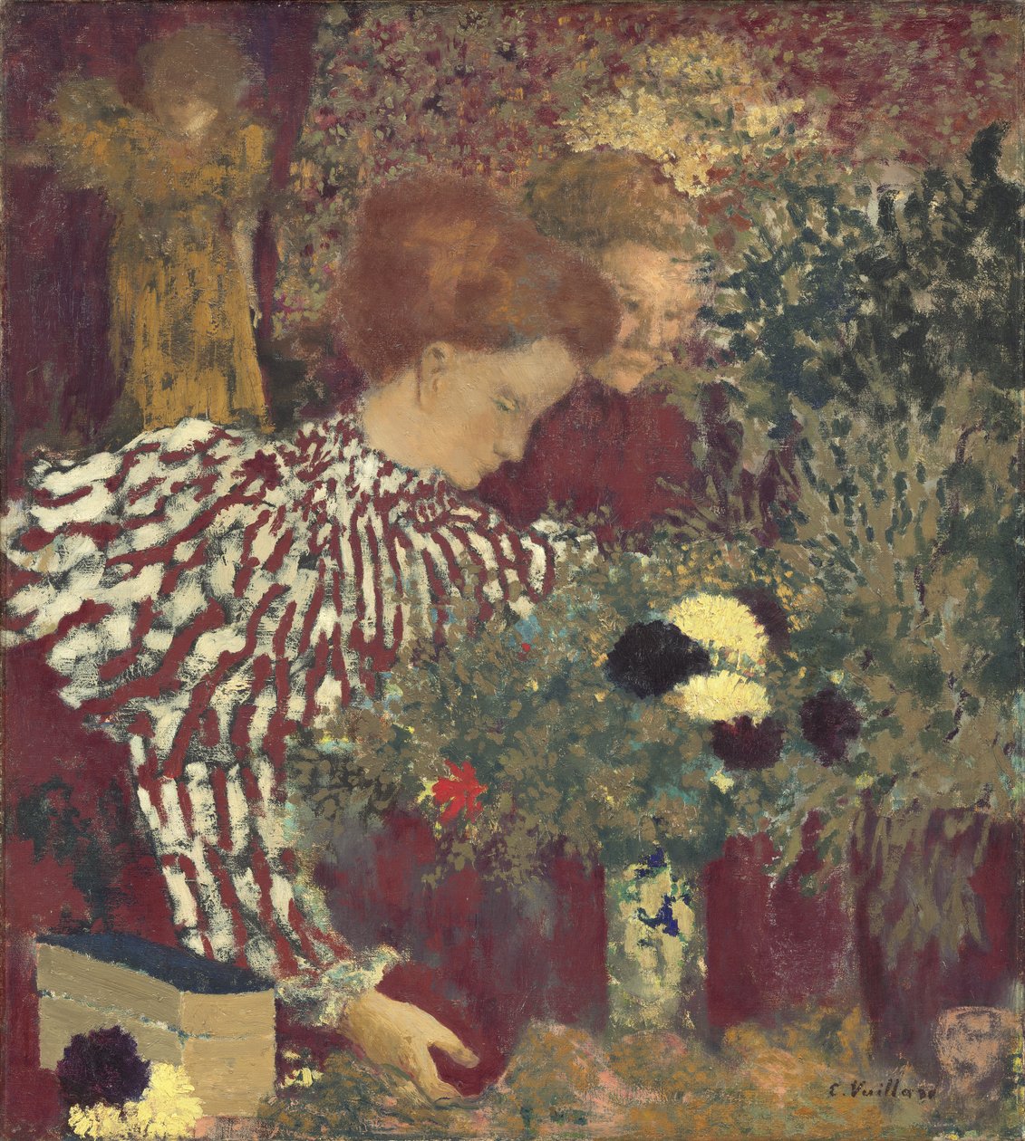 Kvinde i stribet kjole af Edouard Vuillard
