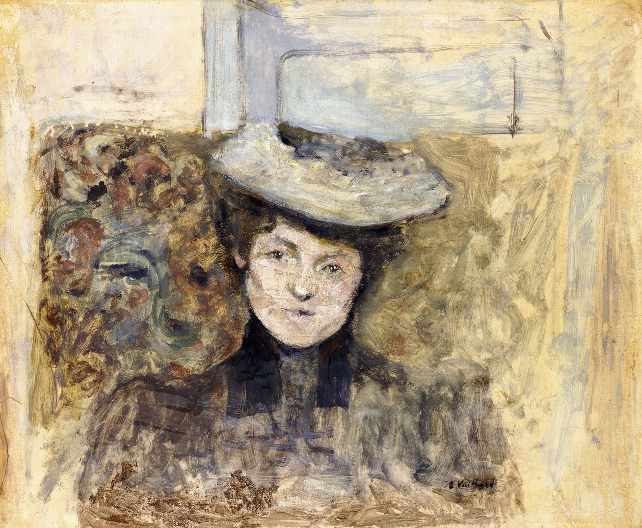 Kvinde med nethat; Kvinde i tylhat, ca. 1901-03 af Edouard Vuillard