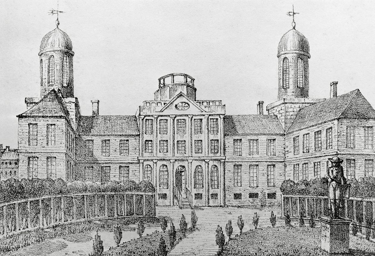 Hospital i Philadelphia, USA, litografi af Edouard de Montule (1792-1828) fra Voyage to America, Italien, Sicilien og Egypten af Edouard de Montule