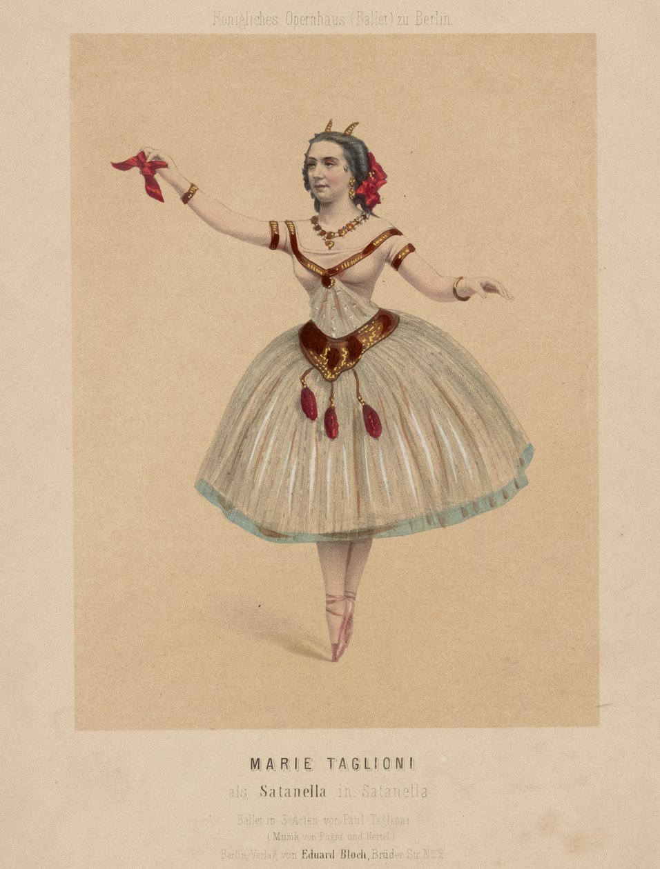 Marie Taglioni i Satanella, en ballet i 3 akter koreograferet af Paul Taglioni, med musik komponeret af Pugni og Hertel af Eduard Bloch