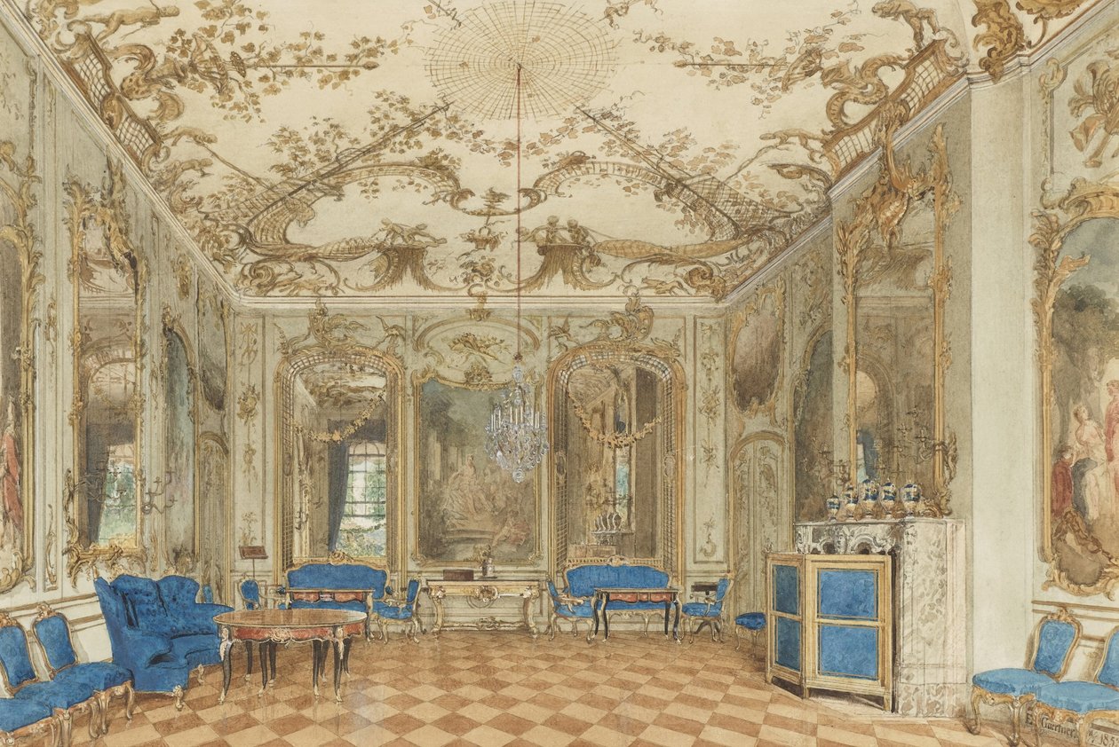 Koncerterum i Sanssouci -paladset, Potsdam, Tyskland af Eduard Gaertner