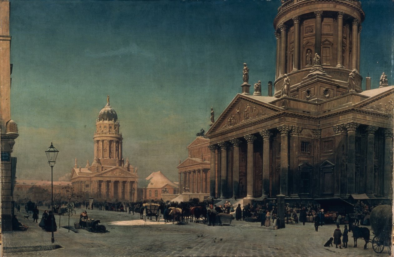 Gendarmenmarkt om vinteren, 1857 af Johann Philipp Eduard Gartner