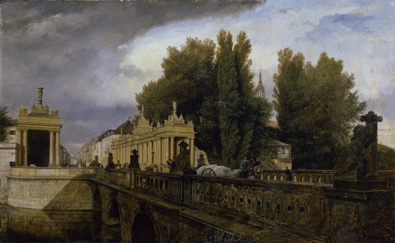 Konigsbrucke på Konigsstrasse, Berlin, 1835 af Johann Philipp Eduard Gartner
