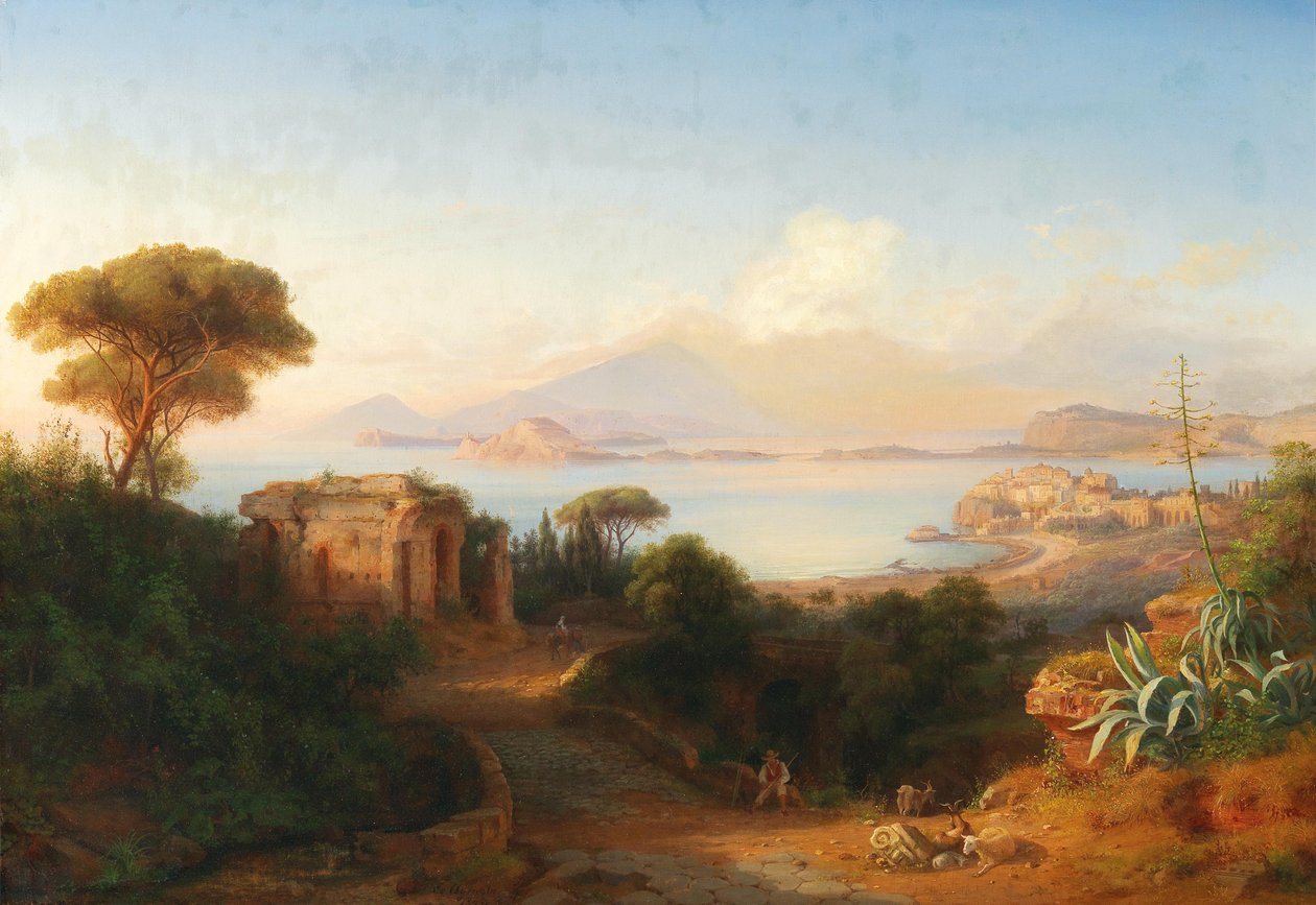 Udsigt fra øen Procida i Napolibugten af Eduard Agricola
