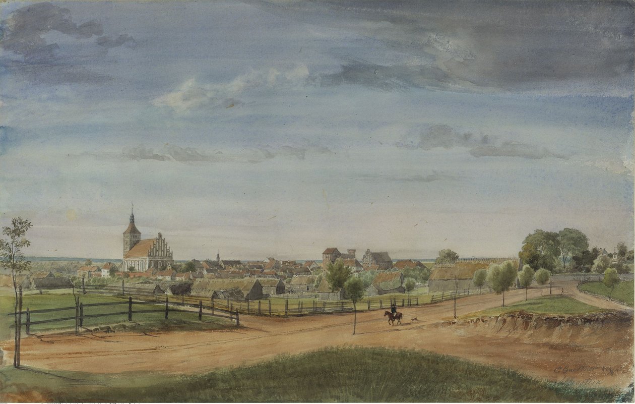 Allenstein [Østpreussen] med vejkryds i forgrunden af Eduard Gaertner