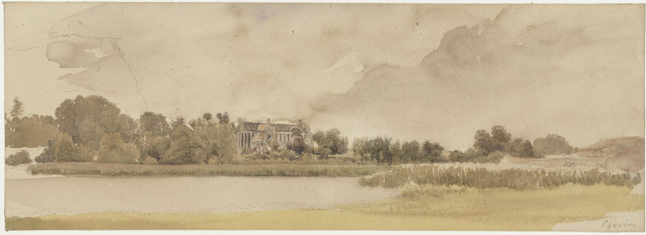 Amtssee og klostret Chorin af Eduard Gaertner