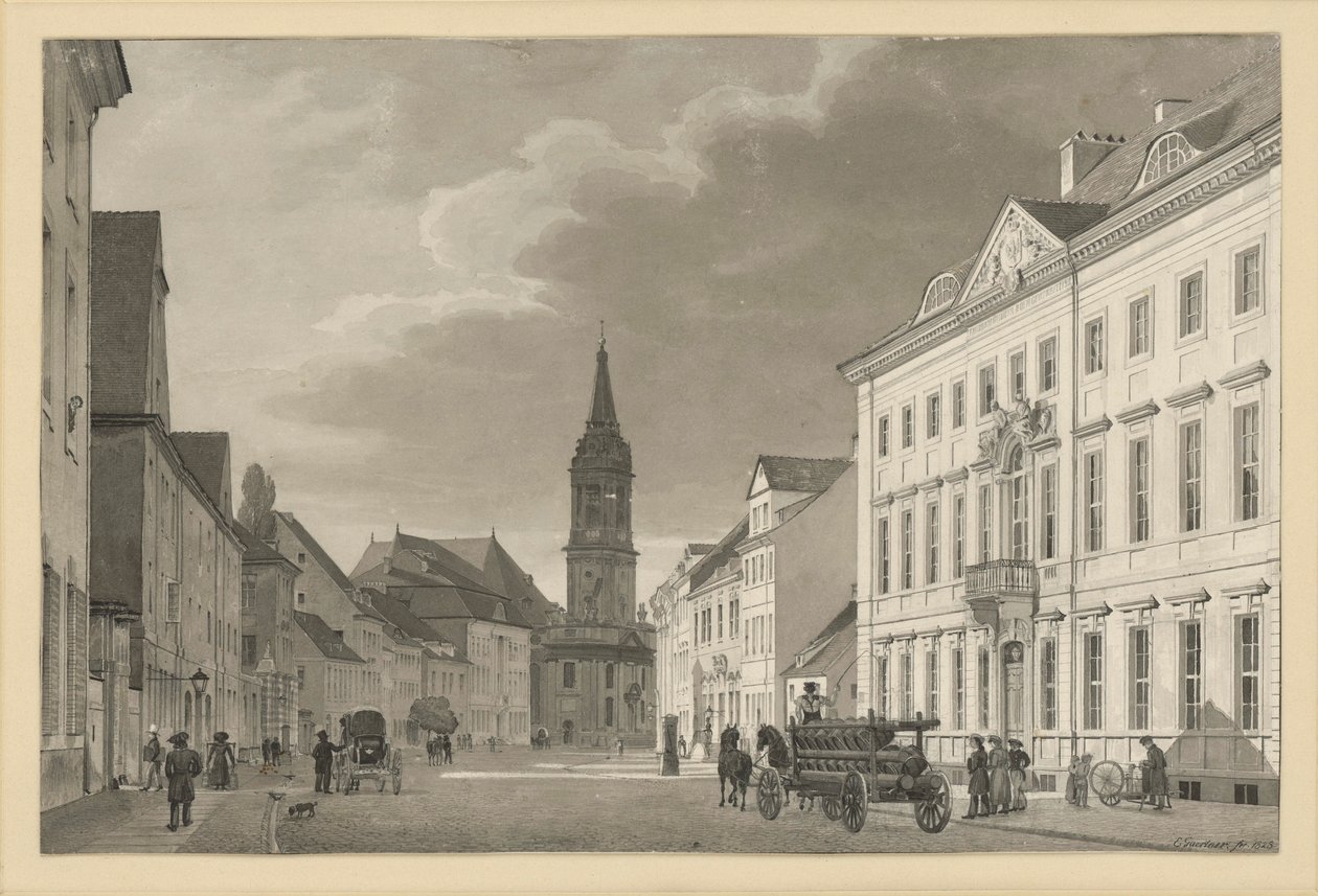 Klosterstraße med sognekirken i Berlin af Eduard Gaertner