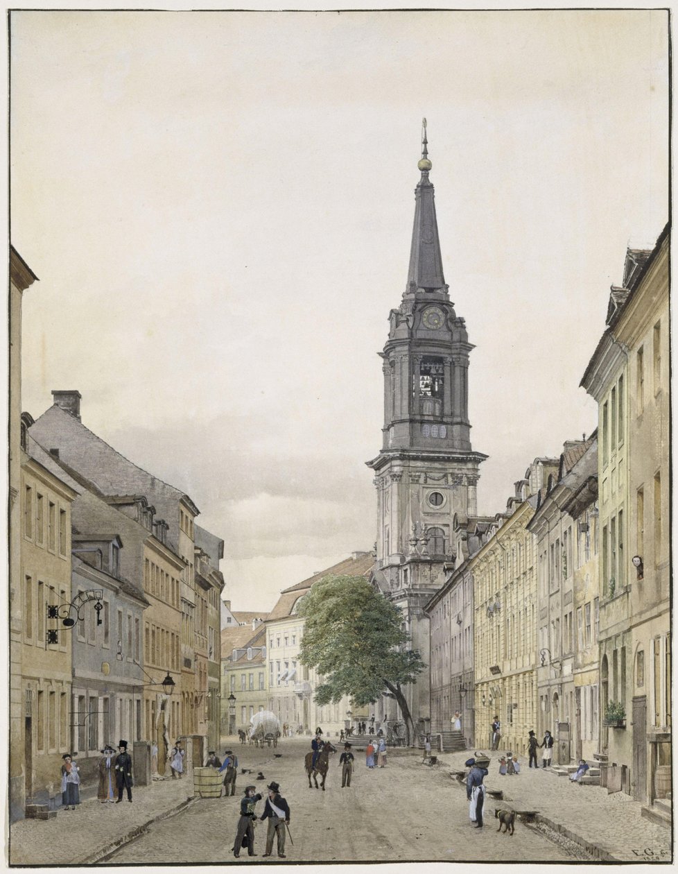 Klosterstraße med Parochialkirche i Berlin af Eduard Gaertner
