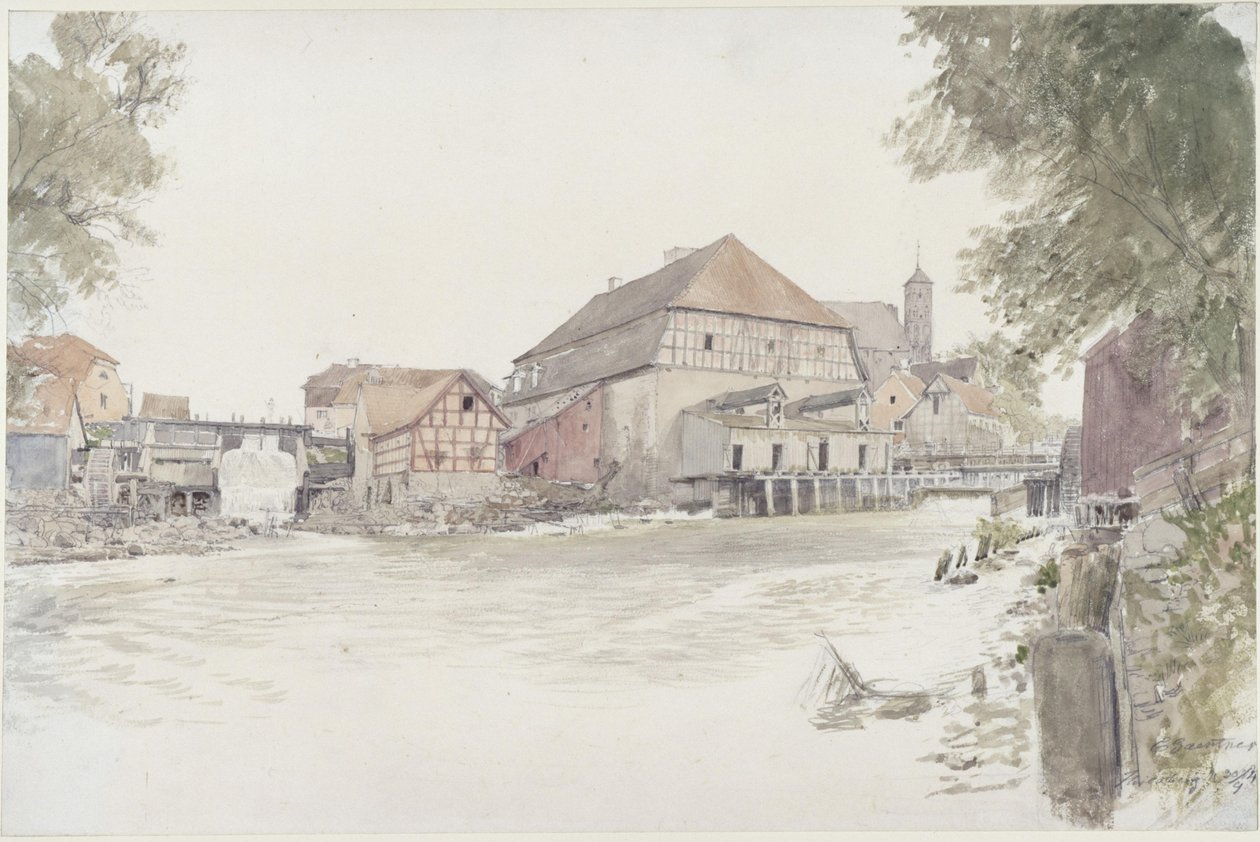 Møller ved Alle i Heilsberg af Eduard Gaertner