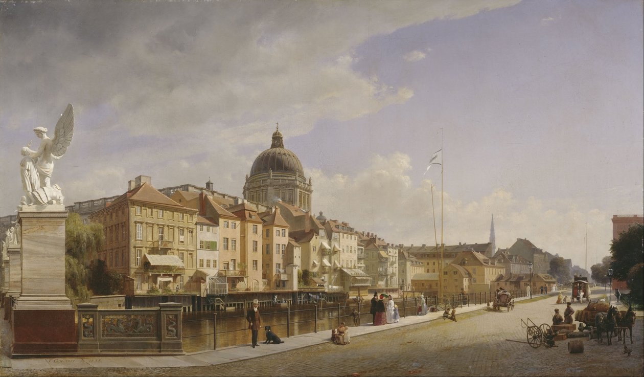 Bagfra set af husene ved Schloßfreiheit af Eduard Gaertner