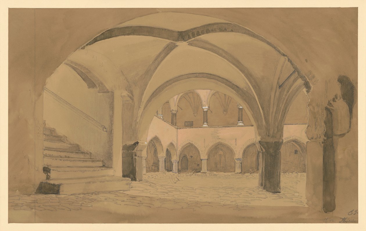 Slotsgård i Heilsberg af Eduard Gaertner