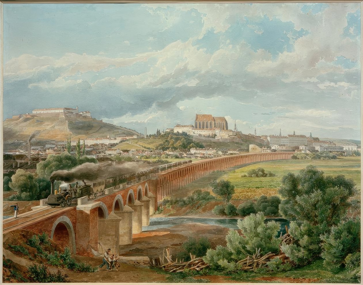 Jernbaneviadukt (viadukt af Brno-grenen af ​​kejser Ferdinands nordlige jernbane). af Eduard Gurk