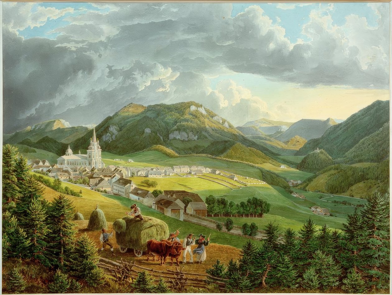 Mariazell fra Bürgeralpe af Eduard Gurk