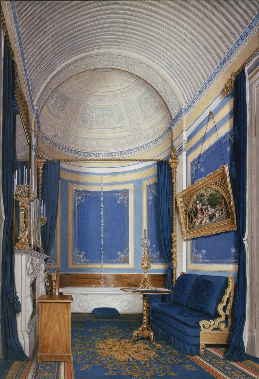 Interiør af Vinterpaladset. Kejserinde Maria Alexandrovnas badeværelse, 1850